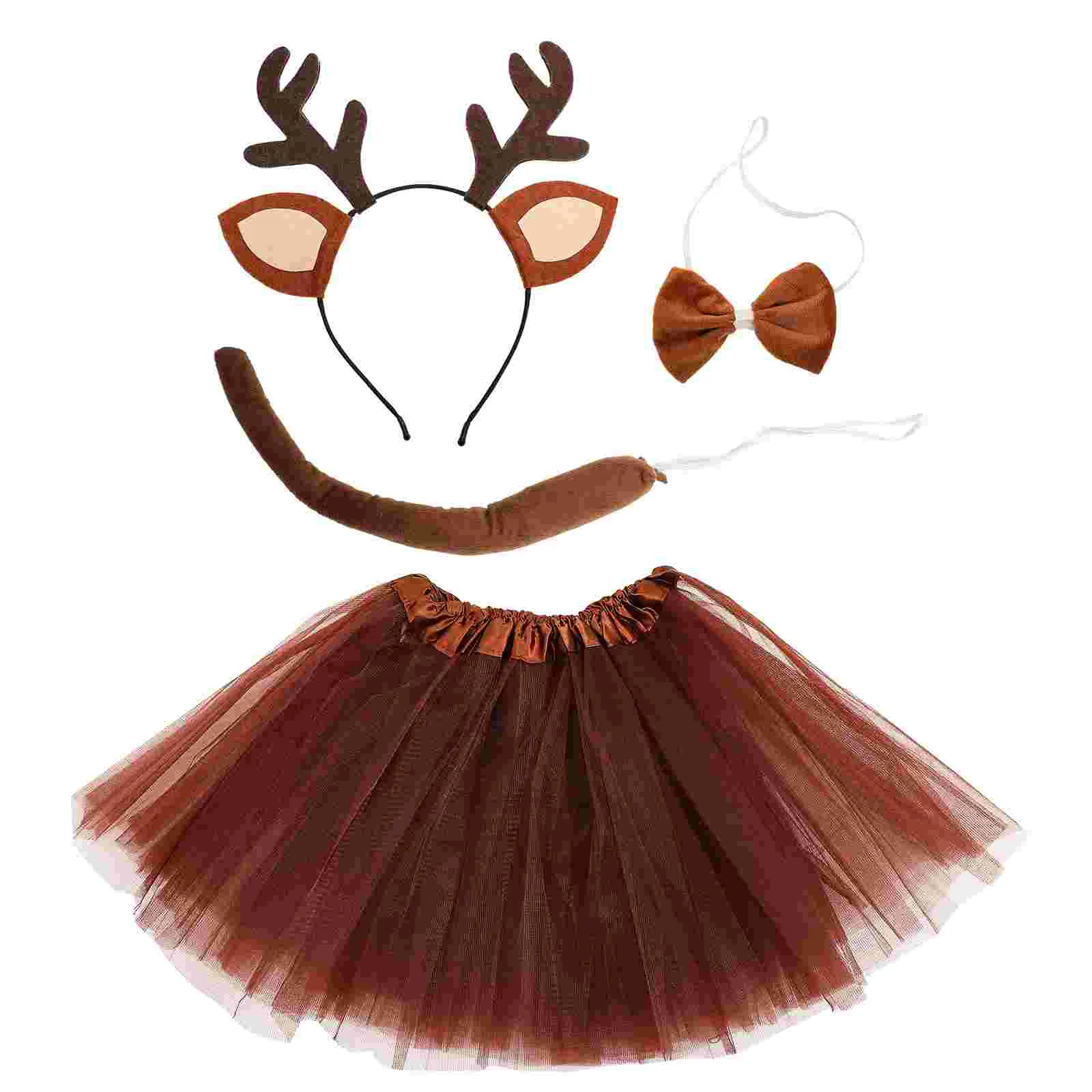 

Antler Headband Tail Animal Costume for Cosplay Ears Party Deer Mesh Cloth Supplies Women's Halloween