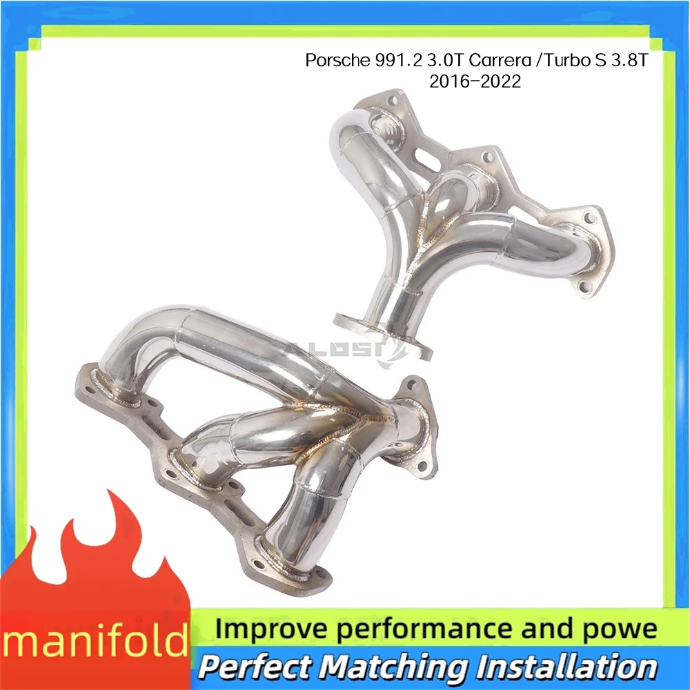 

High Flow Exhaust Manifolds Collector for Porsche 991.2 3.0T 2016-2022 Carrera /Turbo S 3.8T Stainless Downpipe Power Upgrade