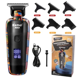 Kemei KM-MAX5090 recarregável máquina de cortar cabelo aparador elétrico para homens impresso graffiti máquina corte cabelo profissional aparador