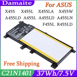 C21N1401 37Wh Laptop Battery For ASUS F455LJ X455 X455LA Y483L X454L X455L R455L F454L W419L W409L K455L X455L 7.6V