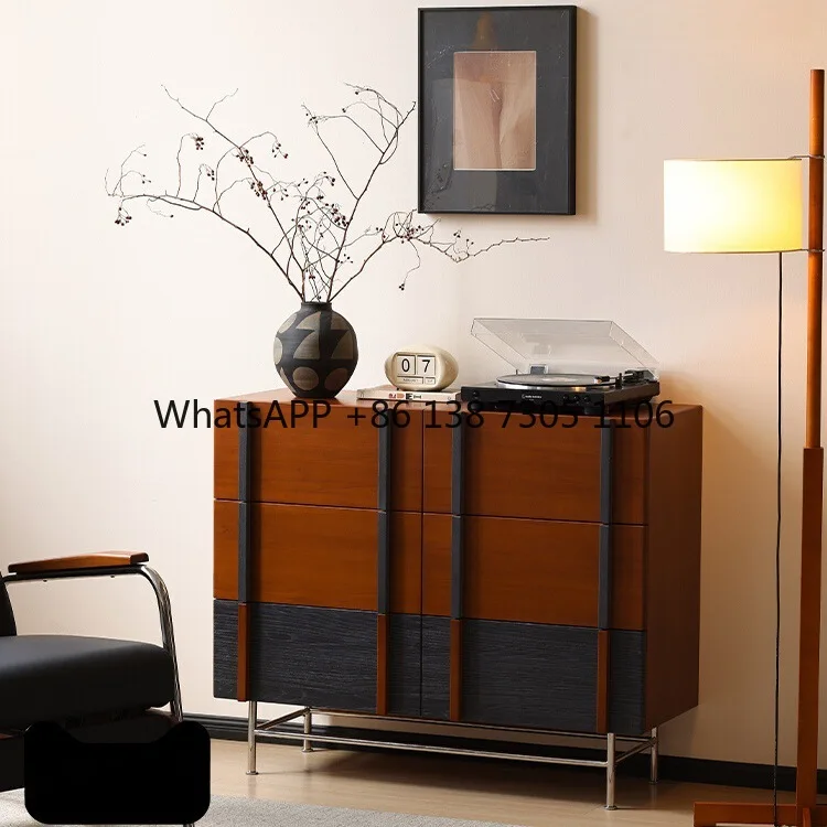 

Medieval six-dou solid wood living room storage cabinet Nordic Japanese storage bedroom bedside cabinet