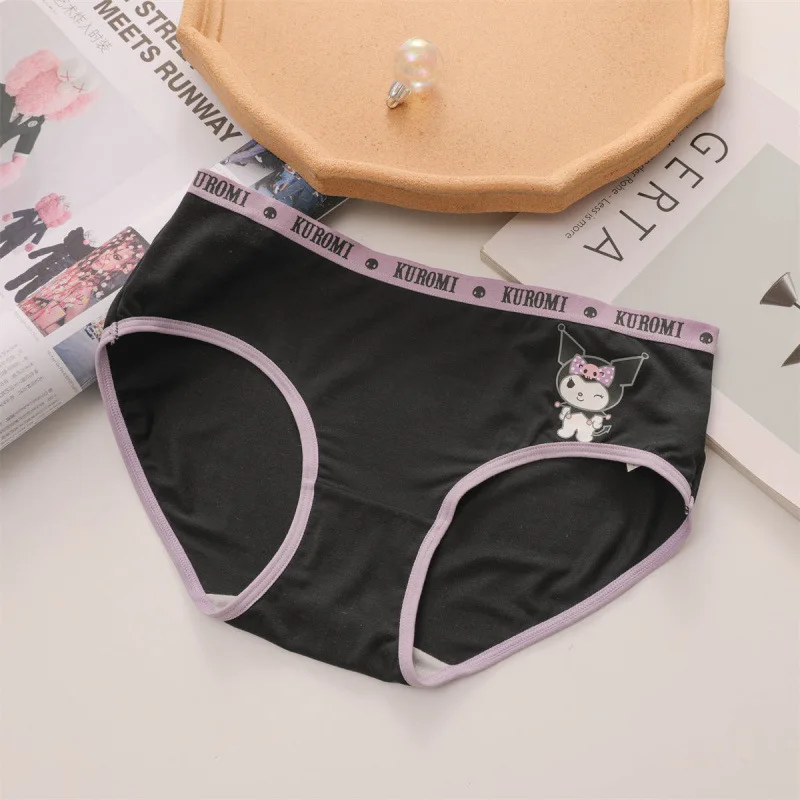 Sanrio Cartoon Kuromi Anime Peripheral Cute Pink Black Lace Sexy Underwear Girls Briefs Bow Tie Gift Kawaii New Wholesale