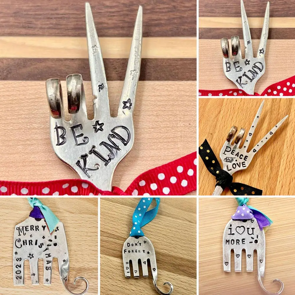 

Creative Decorative Fork With Funny Text Message Christmas Ornament with Engraved Text Unique Gift for Holiday Festival