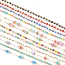 1Meter Stainless Steel Enamel Colorful Twisted Beads Chains for DIY Gold Necklace Bracelet Earrings Making Jewelry Findings Bulk