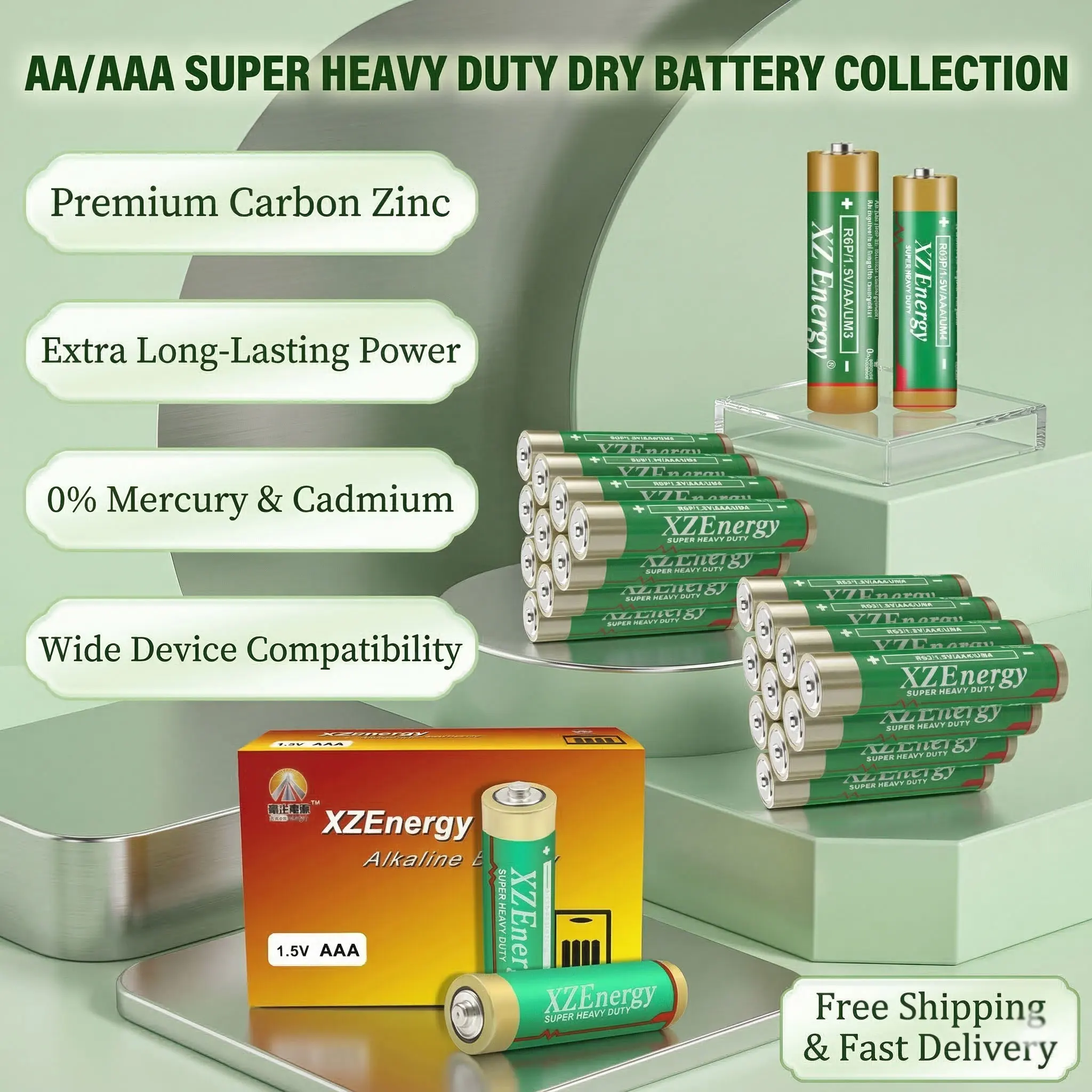 

High Quality 1.5V AA AAA Carbon-Zinc Dry Battery 2-40PCS 2300mAh 1100mAh For Oximeter Electric Toy