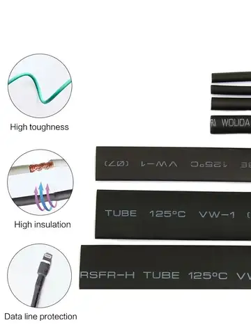127Pcs Heat Shrink Tube Sleeving Tubing Assortment Kit Electrical Connection Electrical Wire Wrap Cable Waterproof Shrinkage 2:1
