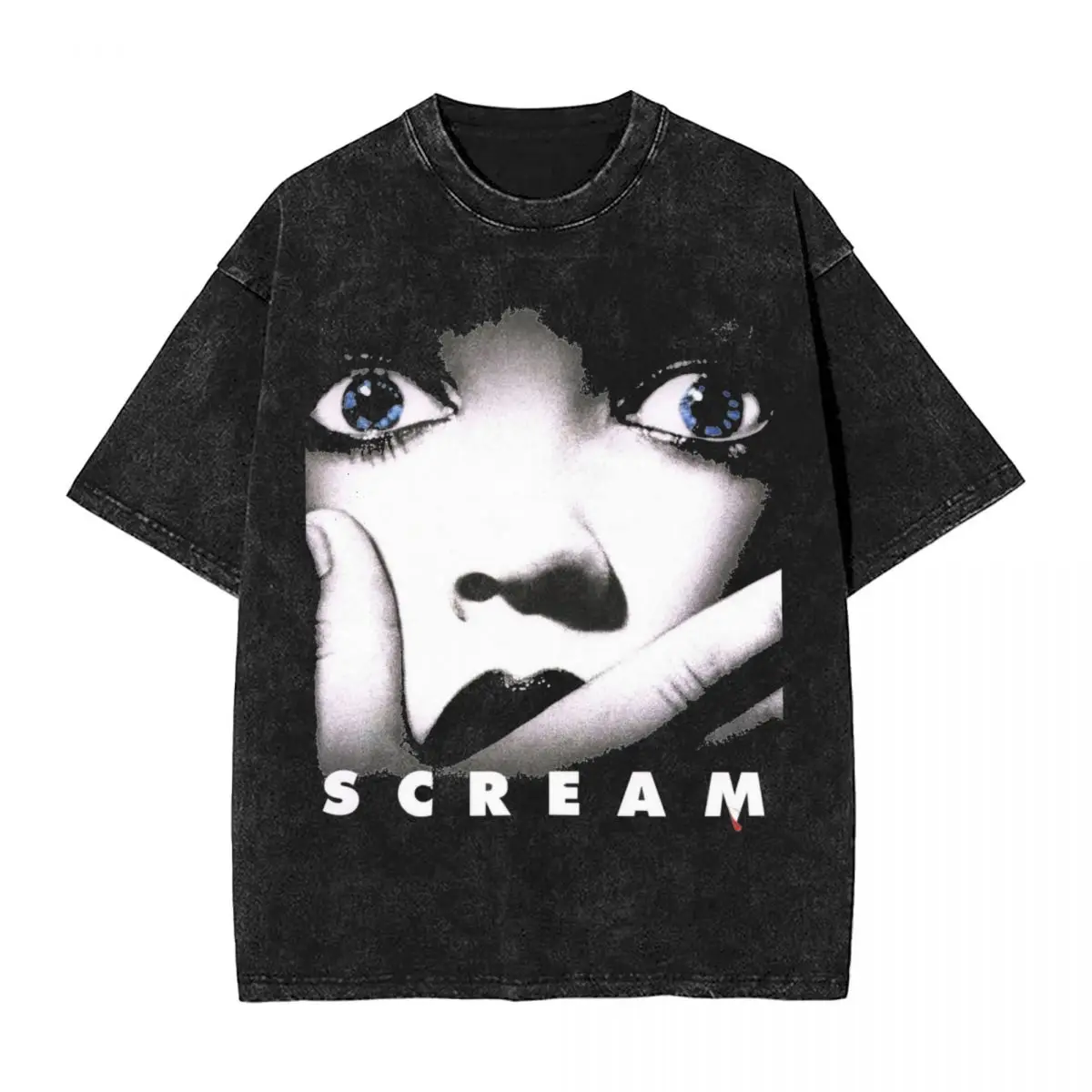 Washed T Shirt Scream Horror Movie Vintage T-Shirts Street Halloween Streetwear Short Sleeve Summer Tops Tees for Men Women