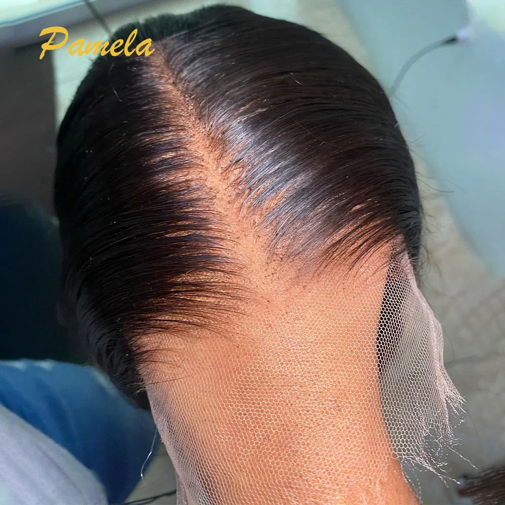 30inch Bone Straight Bleached Knots Lace Frontal Wig For Women 13x6 Real HD Transparent Lace Frontal Human Hair Wig Pre Plucked