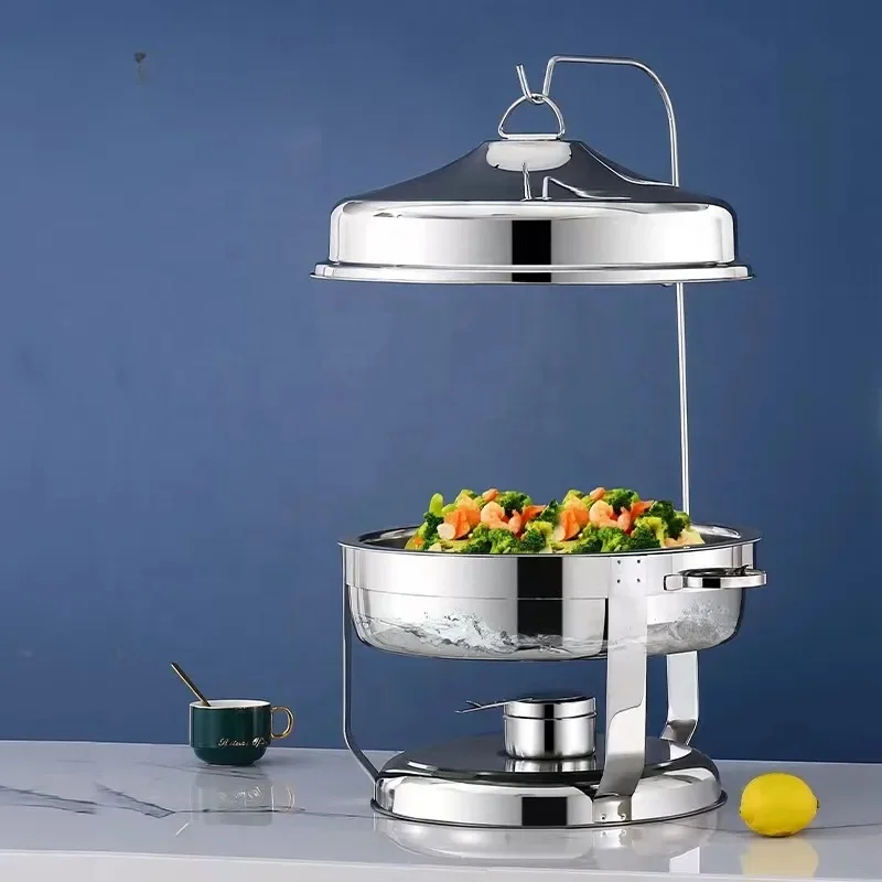 Luxury Stainless Steel Chafing Dish With Hanging Lid Modern 9L Buffet Food Warmer Set Hot Sale For Hotels