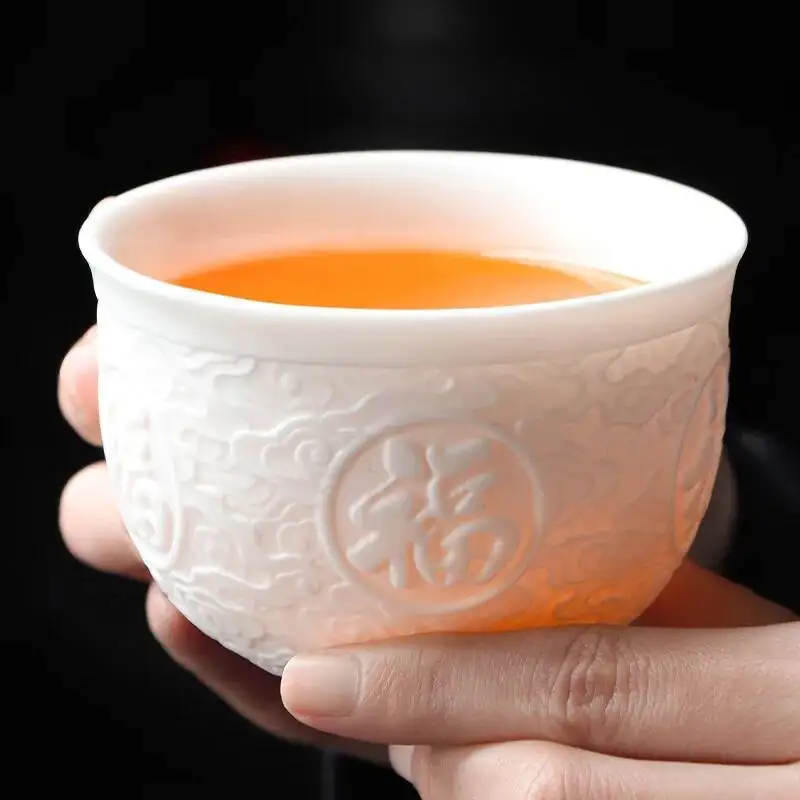 فنجان شاي من السيراميك كوب للتأمل مصنوع يدويًا ثلاثي الأبعاد وعاء شاي مريح طقم شاي صيني إكسسوارات كوب رئيسي #3