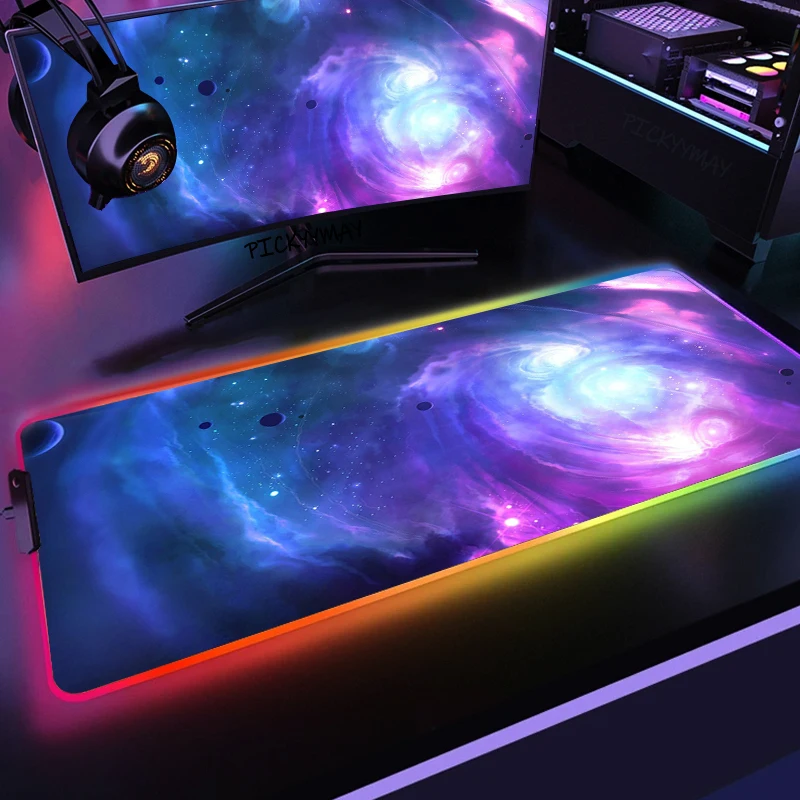 

Purple Clouds Space Large RGB Mouse Pad XXL Gaming Mousepad LED Mouse Mat Gamer Mousepads Table Pads Keyboard Mats With Backlit