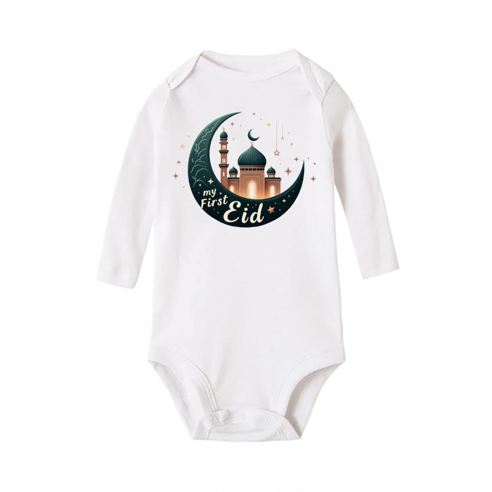 My First Eid My First Ramanad Printed Baby Romper Mubarak Eid Newborn Outfit Islamic Muslim Infant Bodysuit Baby Shower Gift - Image 3