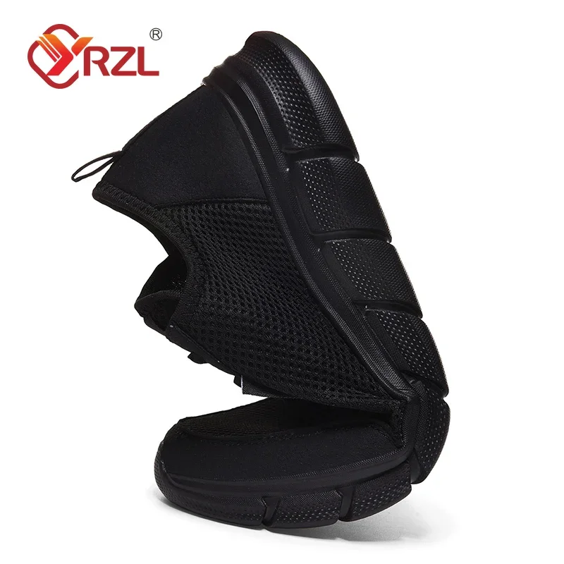 YRZL New Sneakers Men Breathable Mesh Lightweight Casual Walking Man Shoes Big Size 39-48 Comfortable Black Sneakers for Men