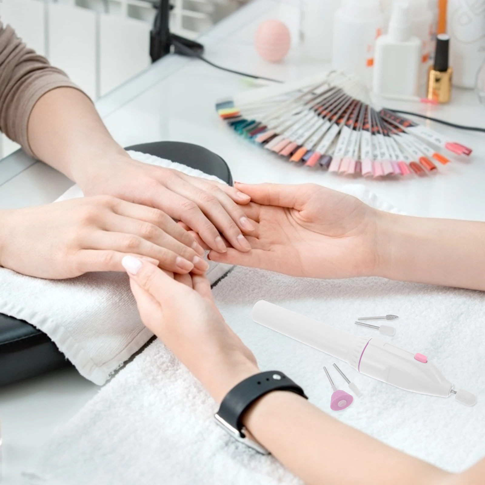 1 個ネイルアートツールコンパクト電動ネイルポリッシャープロまたは家庭用マニキュア研削装置低ノイズ指先グリップ