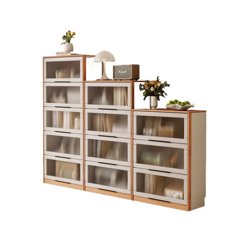 

with door glass, dust-proof bookcase, storage living room storage floor bookshelf combination solid wood