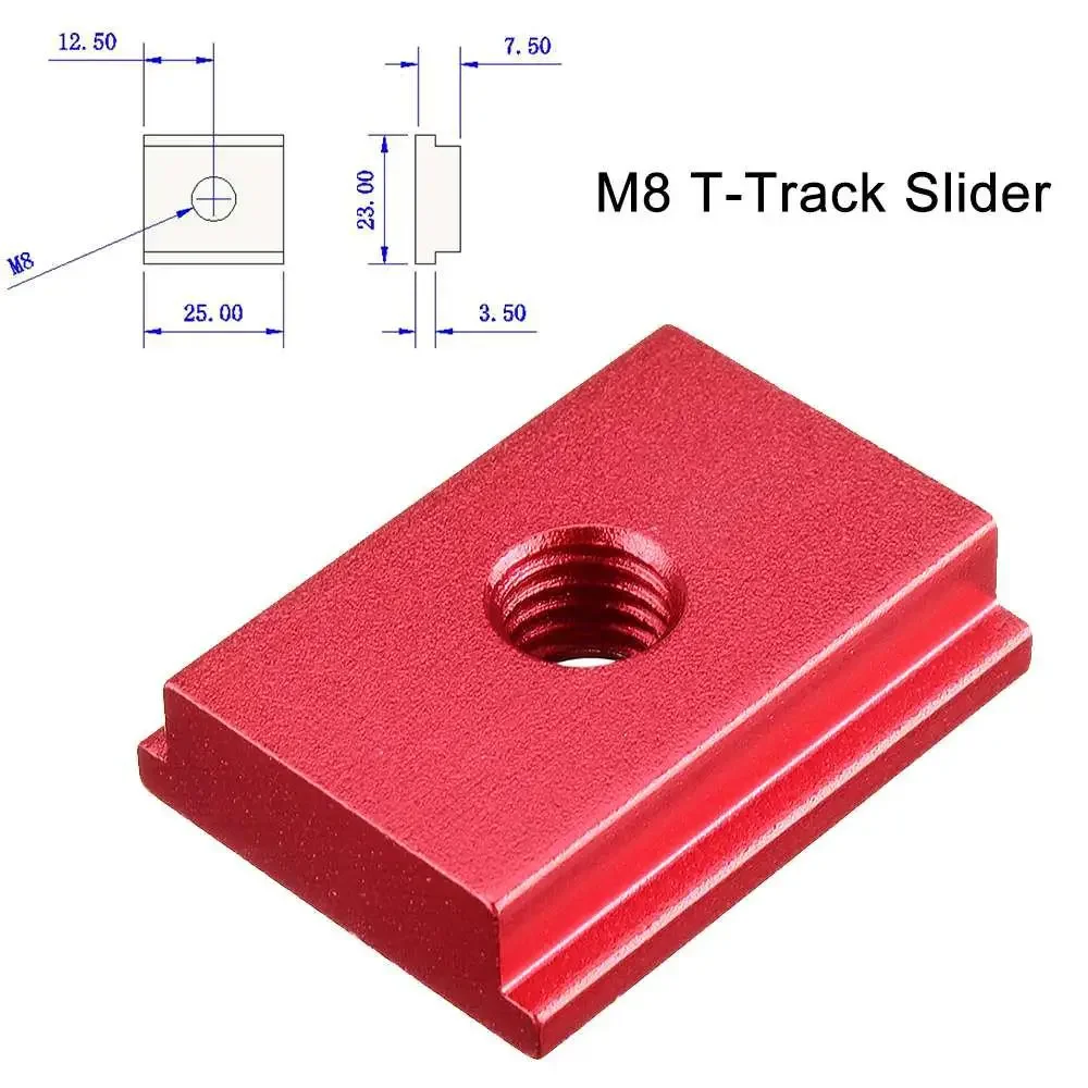 10Pcs 25mm Red/Blue M8 T Slot Nut Slider Aluminum Alloy For Dedicated T Track Table Saw/Drill Workbench DIY Woodworking Use