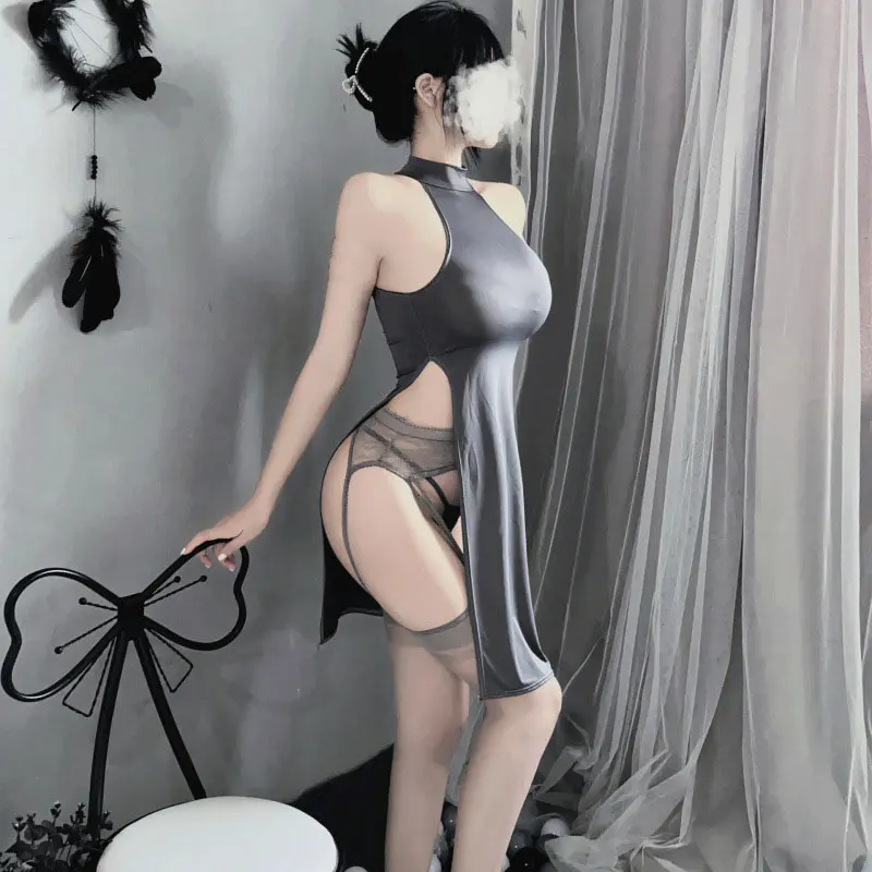 Vent-Lencería Sexy calada para mujer, delantal francés, vestido de sirvienta, uniforme de monja, Cosplay, juego de rol, disfraces sexuales, picardías, vestido de encaje
