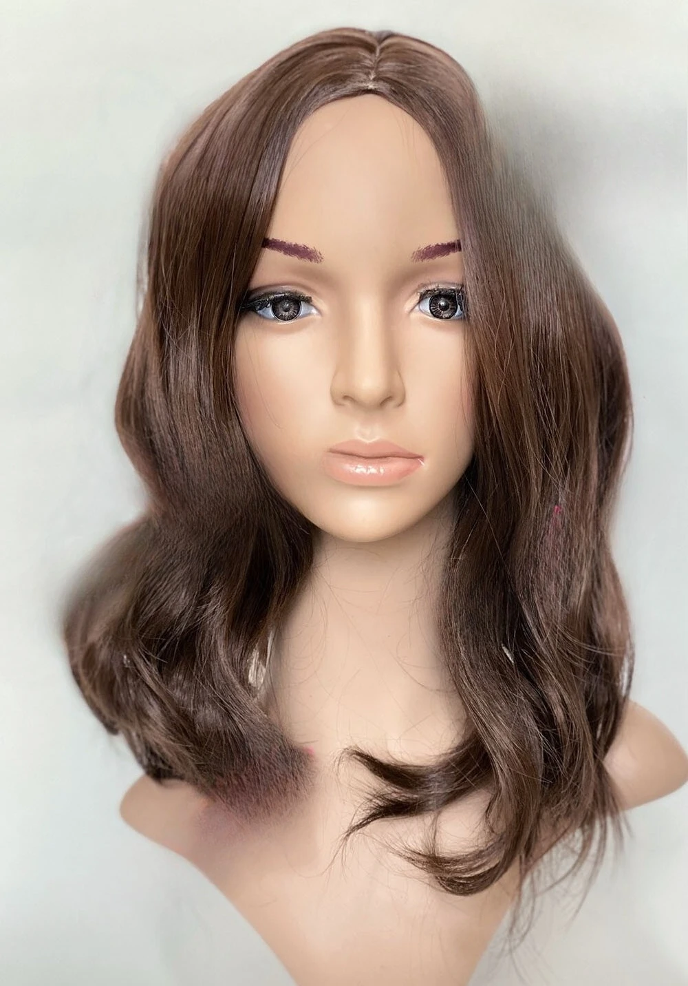 

W89 Chocolate Brown Middle Parting Mid Length Slight Waves Wig studio7-uk