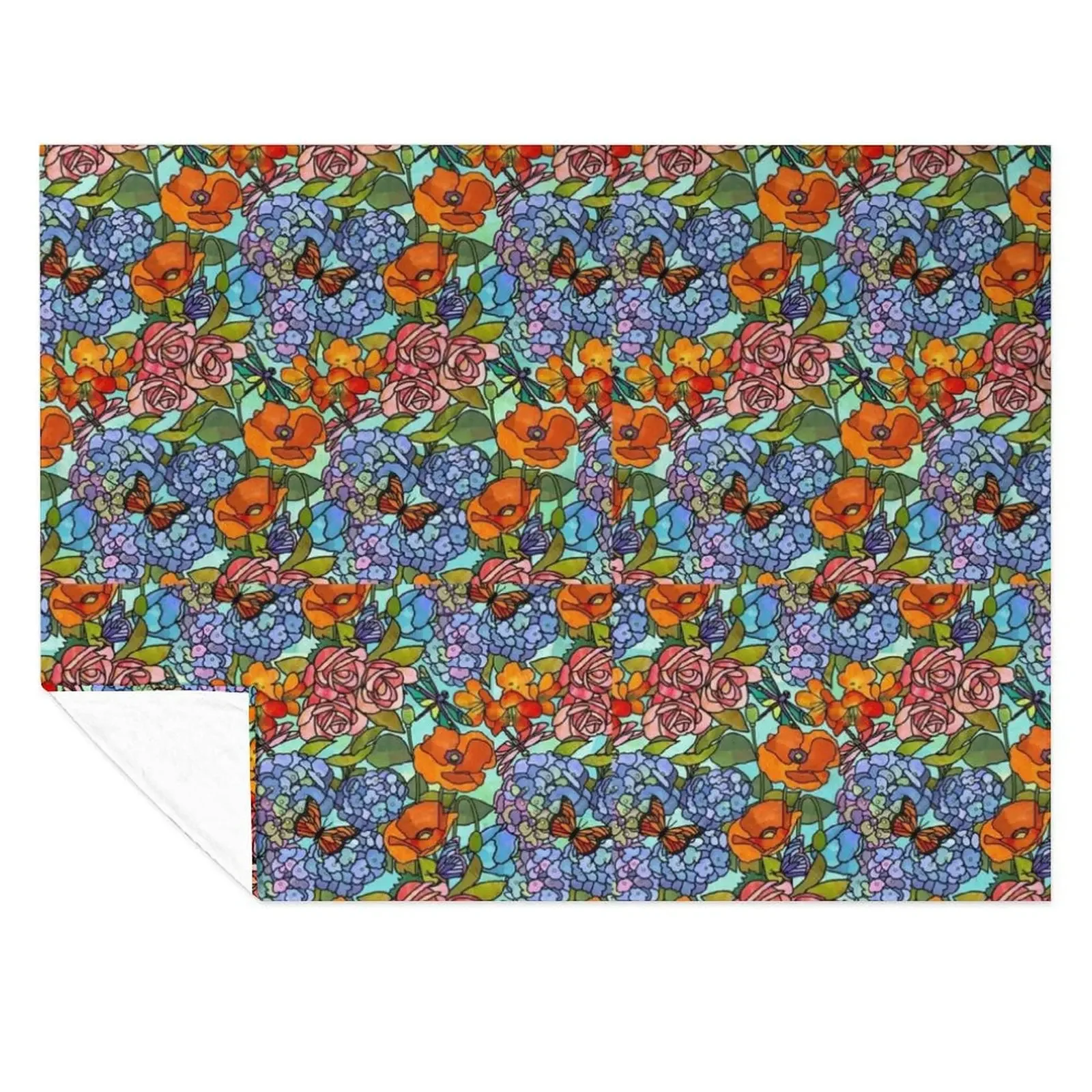 

Stained Glass Floral Collage Throw Blanket Custom Giant Sofa Plaid Retros Blankets