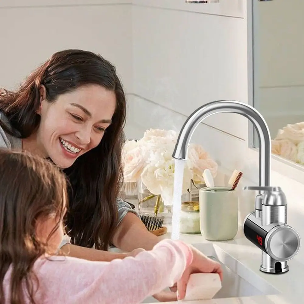 3000W Instant Water Heater Faucet Digital Display 360° Rotating Electric Water Heater Faucet Hot and Cold Dual Use Fast Heating