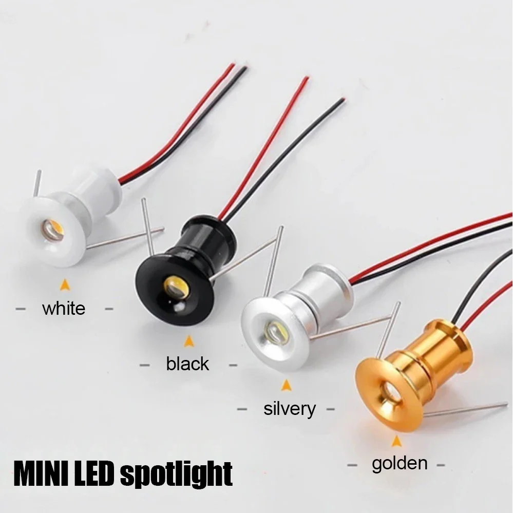 1-20 Pcs LED Spot Light 1W 12V Mini Spotlight Recessed Ceiling Downlight Black Silver White Stair Cabinet Spot Lights lighting
