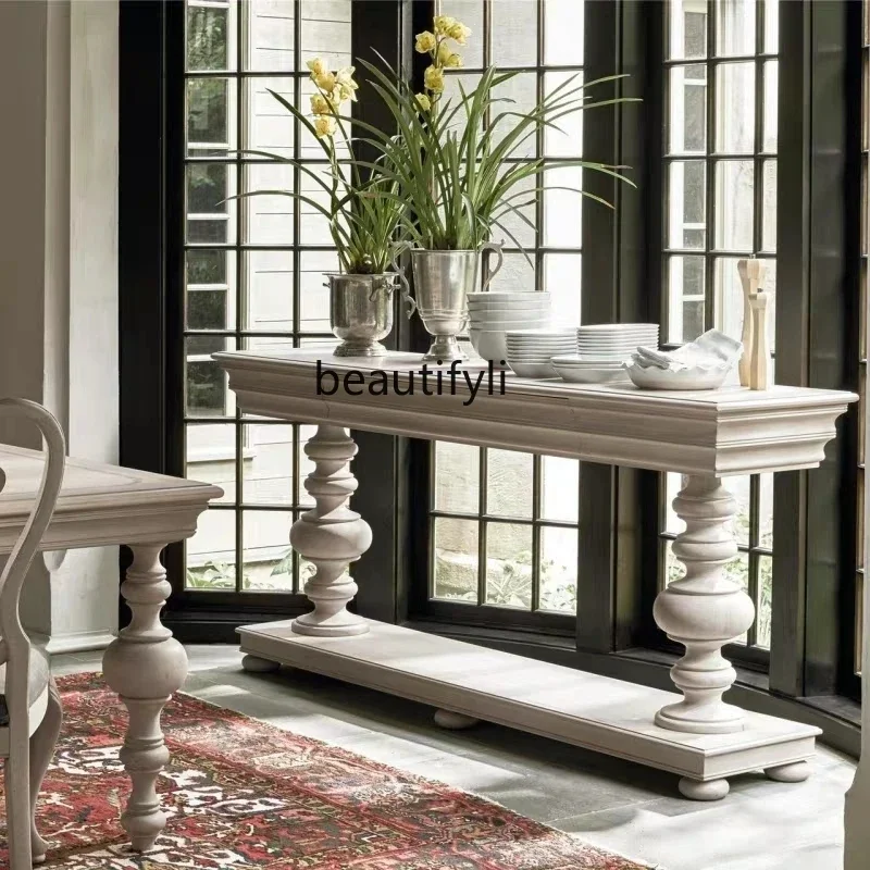 

ss1001 American solid wood white old entrance table simple European side table case entrance cabinet