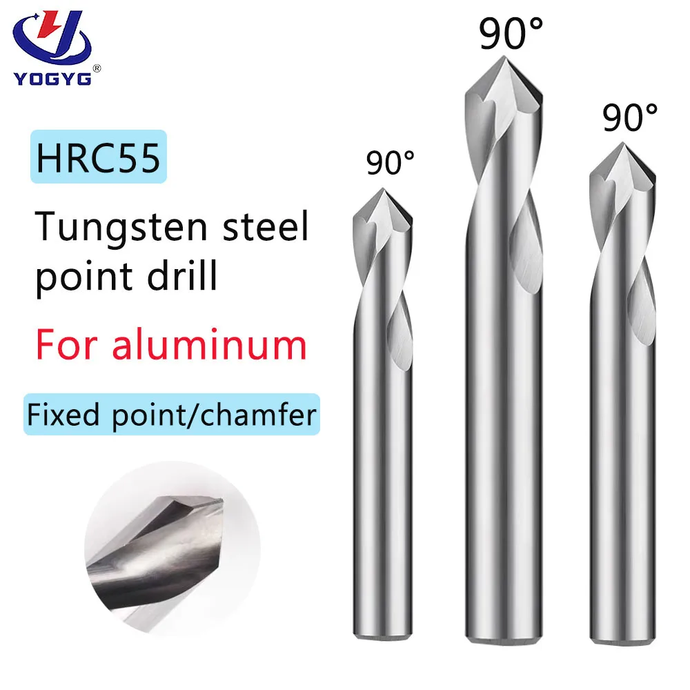 

HRC55 Carbide Spot Drill Bit 90 Degree CNC Chamfering Drilling Tungsten Steel Location Centering Pilot Drill 2Flutes Aluminum