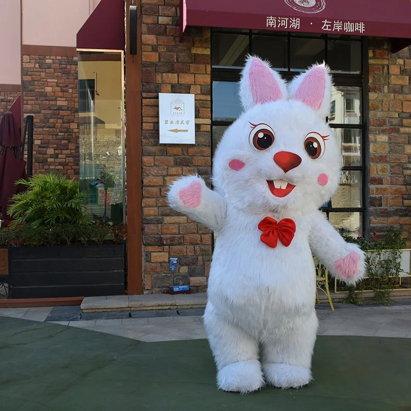 2m/2.6m Inflatable Rabbit Mascot Costume Parade Quality Birthday for Adult Animal Halloween Party No Battery