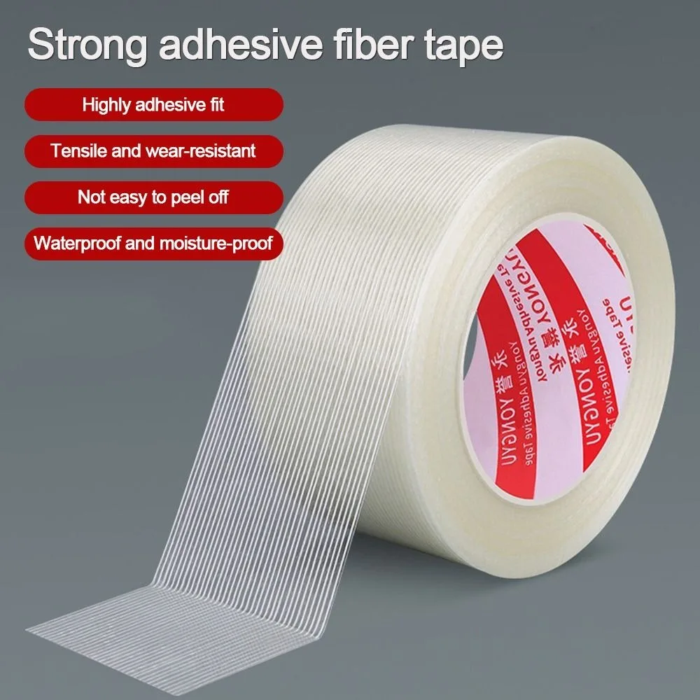New High Quality Strong Stripes Fiberglass Tape Single-sided 25M Strapping Tape High Temperature Resistance Strong Adhesive Tape