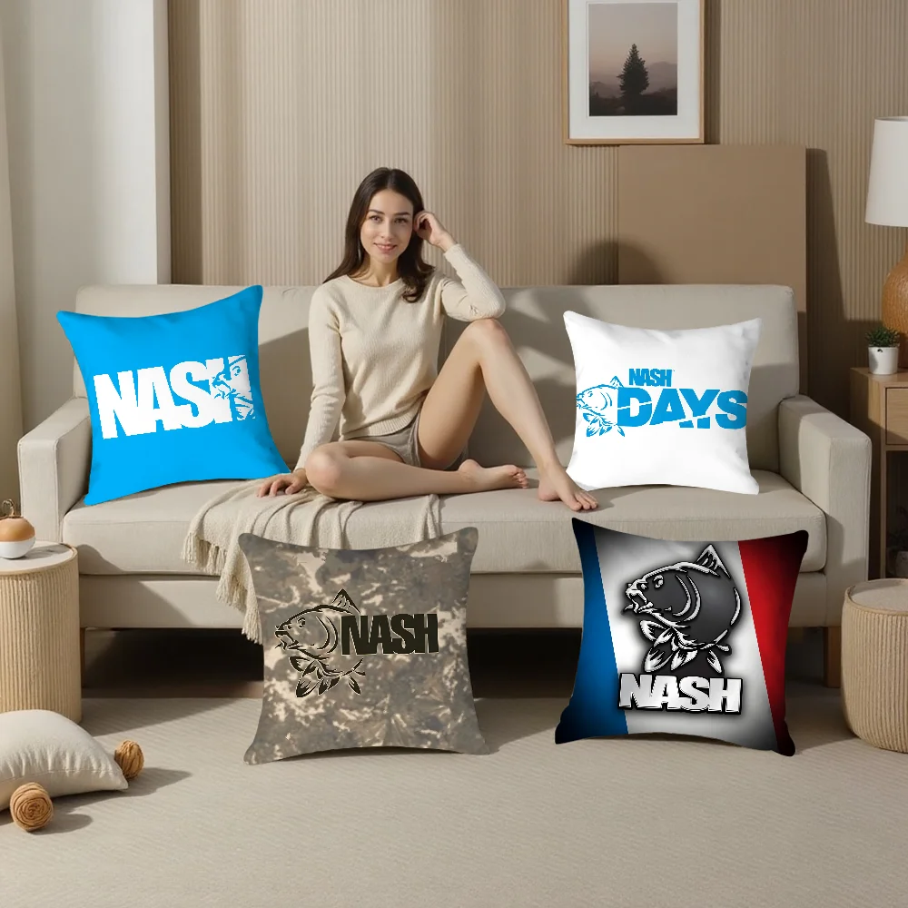 N-Nash Fishing logo Pillow Case Plush Fabric Soft Pillowcase Double Sided Print Sofa Cushion Cover Throw Pillow Cover