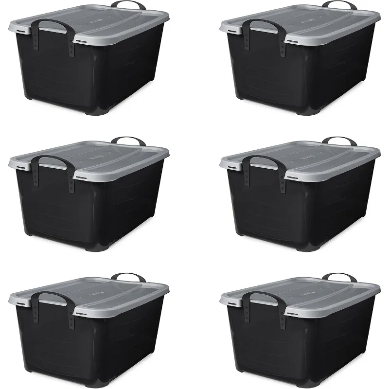 

55 Quart Stackable Home Organization Lidded Storage Container, 6 Pack