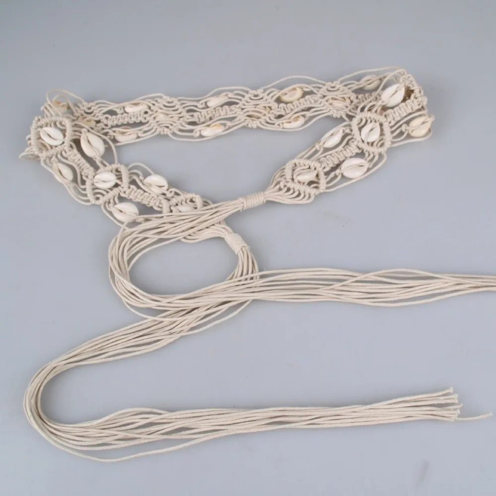 New Small Shell Rope Waist Belt Hollow Tassel Tie Strap Waist Chain Dress Accessories Women