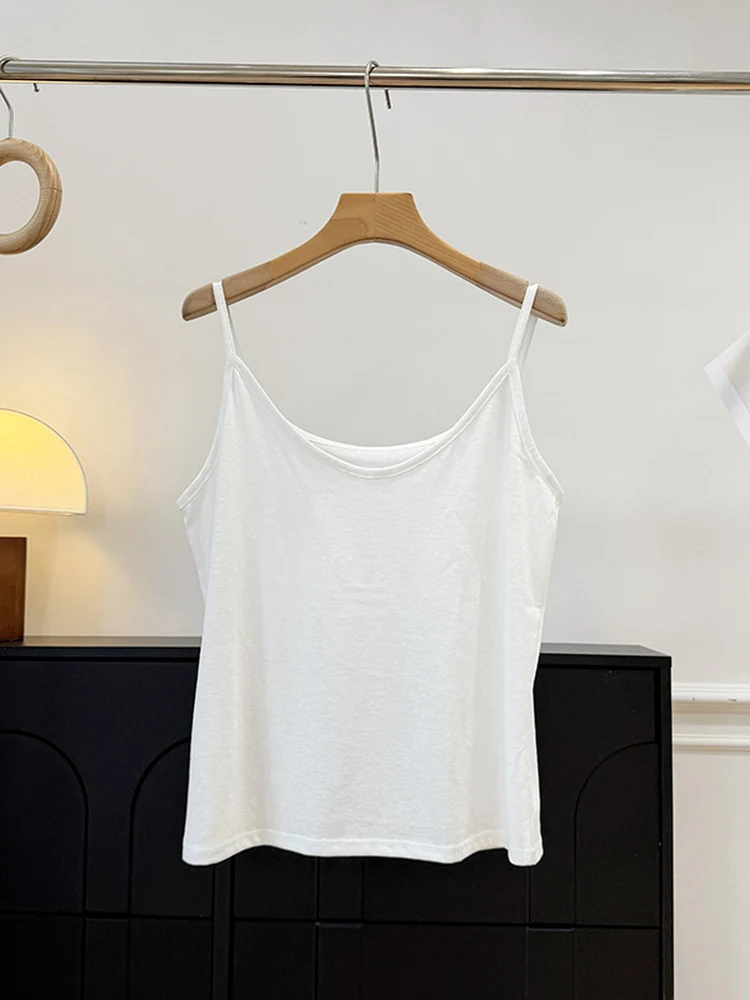 Slimming Pure Color Loose Women's Tank Top Strap Vest Summer New Style Versatile Body Shape Not Picky Meat Concealing