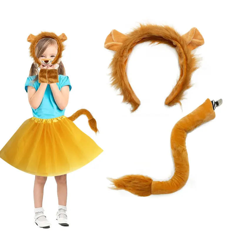 Disfraz De León Para Niño Y Niña – Diadema Y Cola De Felpa Suave, Accesorios Para Halloween, Carnaval Y Fiestas Temáticas – Regalo Divertido Para Peques Y Adultos