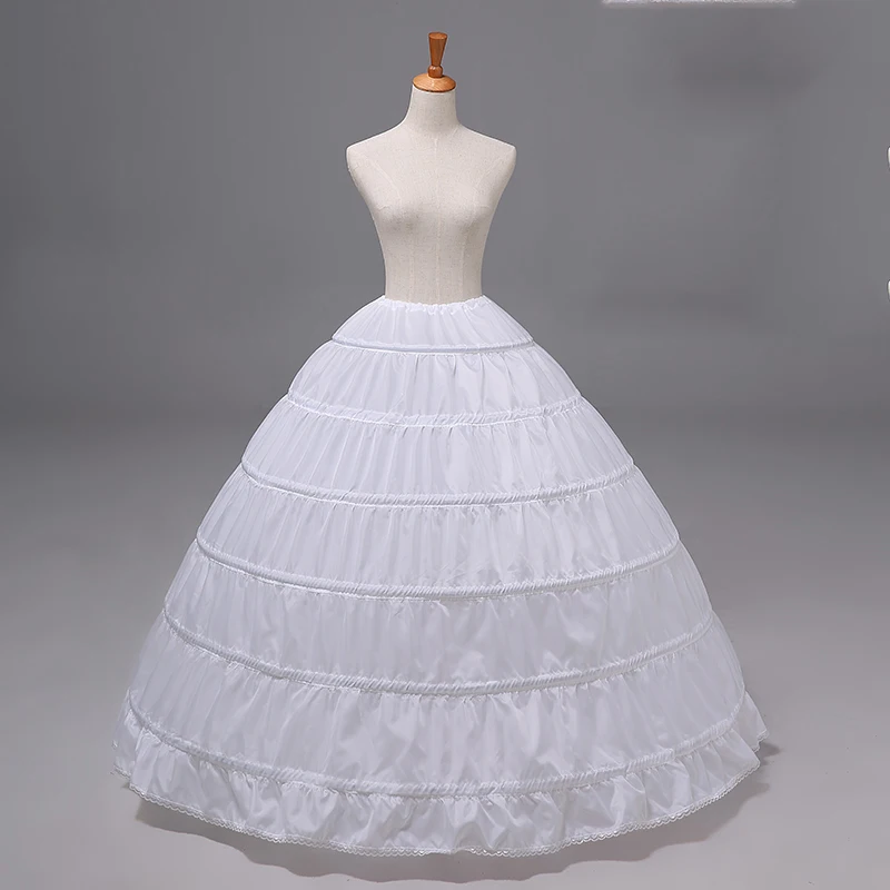 Bianco 6 cerchi sottoveste abito da ballo abito da sposa gonna intima gonna crinolina vita regolabile 1 strato vestito intimo