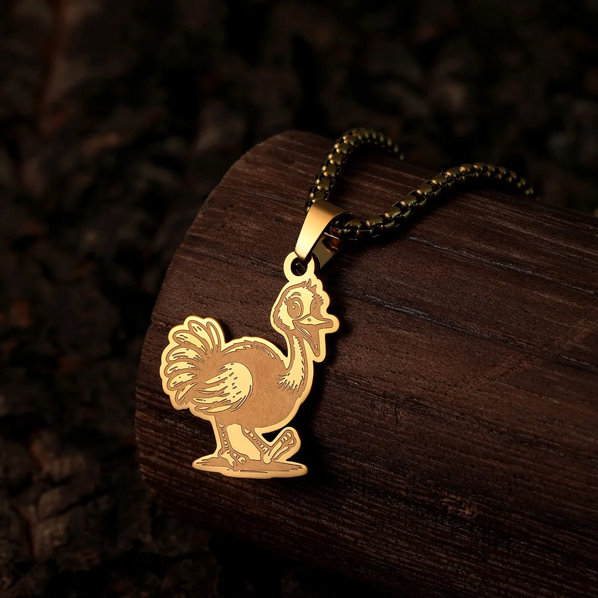 QIAMNI Stainless Steel Hip Hop Chicken Pendant Cock Animal Collar Chains Rooster Choker Necklace for Men Women Gift Jewelry