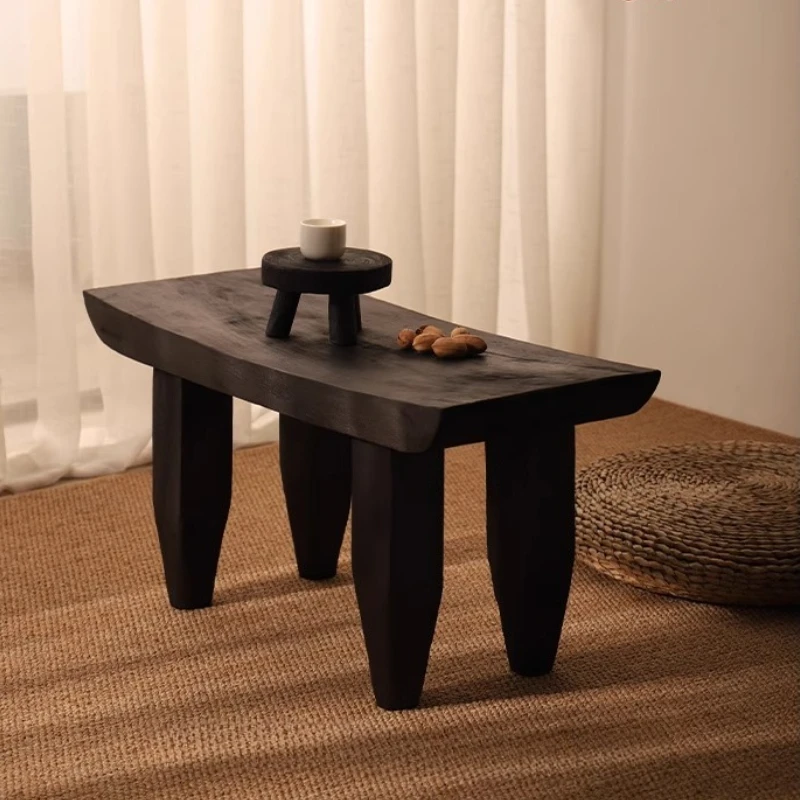 

Wabi Sabi Wood Coffee Table Vintage Tea Stool for Living Room Creative Solid Wood End Table for Zen Home Furniture Balcony Table