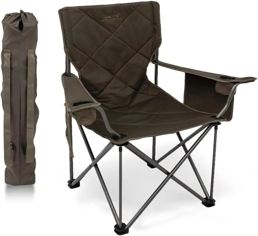 

Heavy Duty Folding Camping Chair with Cup Holders and Pockets, Compact Steel Frame for Outdoor Use