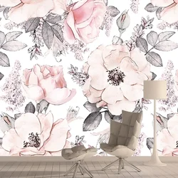 Custom Peel and Stick Accept Pink Rose 3d Photo Wall Papers Covering Home Decor Wallpapers for Living Room Girl Walls Mural Roll