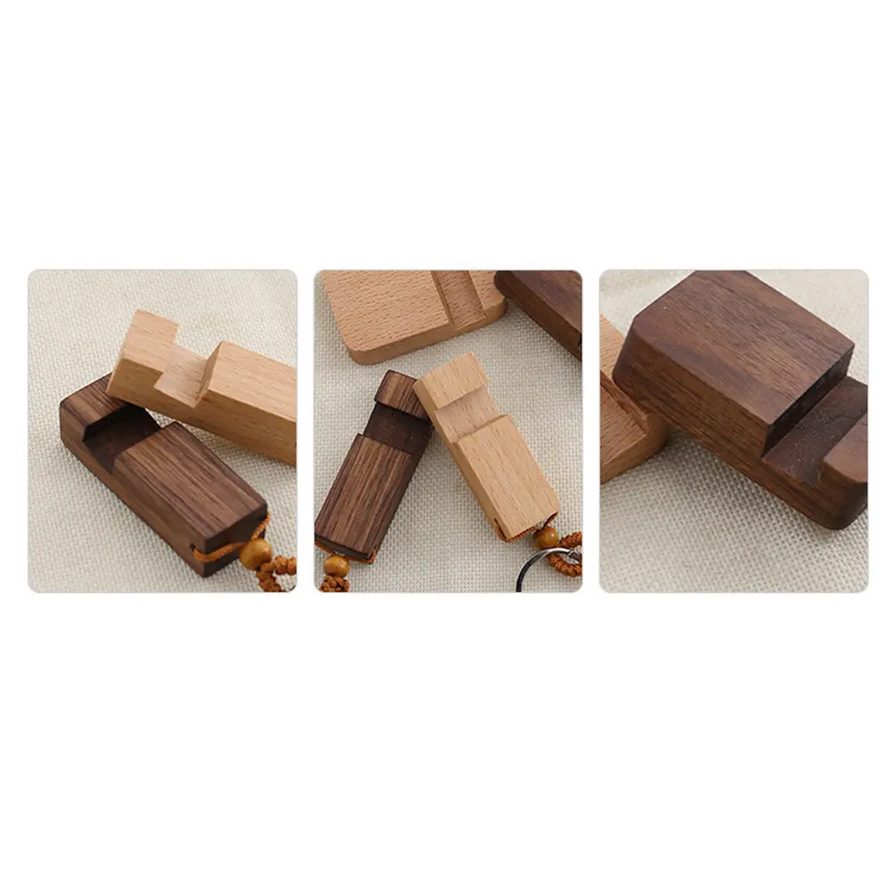 Creative Wood Cell Phone Stand Keychain Universal Smartphone Holder Portable Desktop Bracket for Tablets Phones Charging Movies