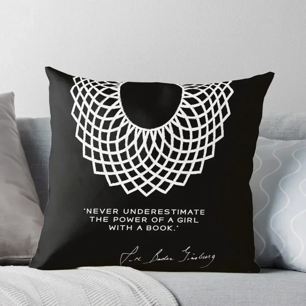 RBG Never Underestimate the Power of a Girl With a Book Throw Pillow Cushions For Decorative Sofa Bed pillowcases pillow