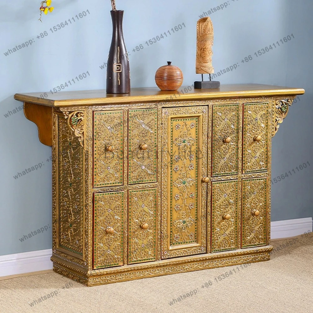 

Entrance Entrance TV Cabinet South East Asia Style Furniture Thai Living Room Vintage Solid Wood Decorative Cabinet