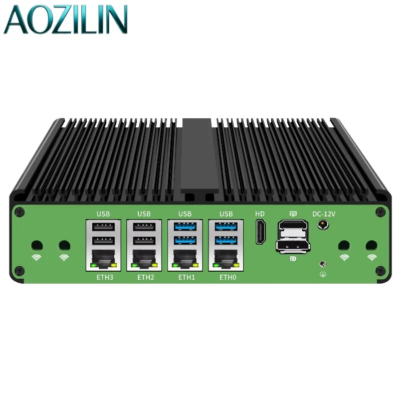 AOZILIN For Intel i7-8550 i3-7100U Industrial PC 4 LAN i210 6 RS485 Port EtherCAT Vision Detect 5G 4G Power Gateway Computer