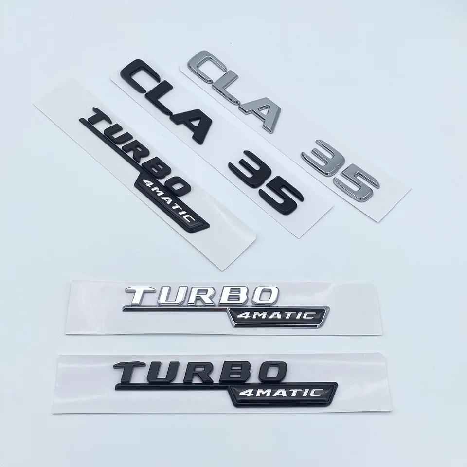 AQXYWQOL 3d ABS Black Turbo Logo Turbo 4matic Emblem Car Mudguard Badge Compatible with CLA 45 X156 A45 Turbo Sticker Accessories Color is constant