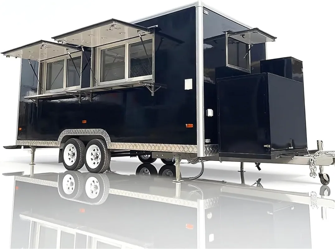 Food Truck for Sale Towable Food Trailer with Coffee Trailer BBQ Cart for Events and Street Catering