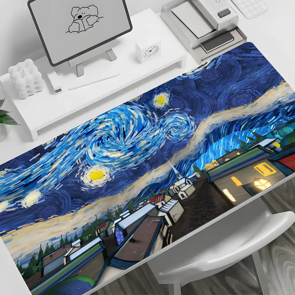 

Коврик для мыши Art Van Gogh, большой коврик для мыши с клавиатурой, настольный коврик, нескользящий резиновый грязеотталкивающий игровой коврик для мыши, ковер для ноутбука 600x300