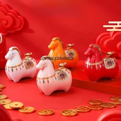 1pc Ceramic Zodiac Horse Ornaments, Home Aesthetic Decoration, Room Decoration, Simulated Horse Ornament, New Year Decorations