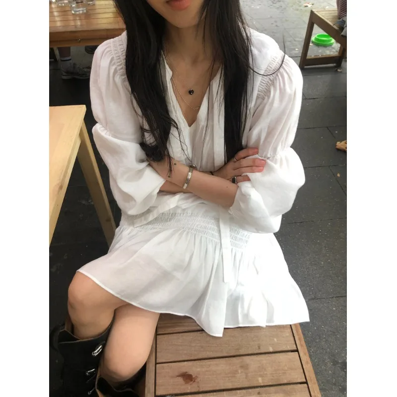 

Summer Beautiful Sweet First Love White Dr Women's Korean Sle Versatile Faionable Sa Dr Casual Versatile Outerwear