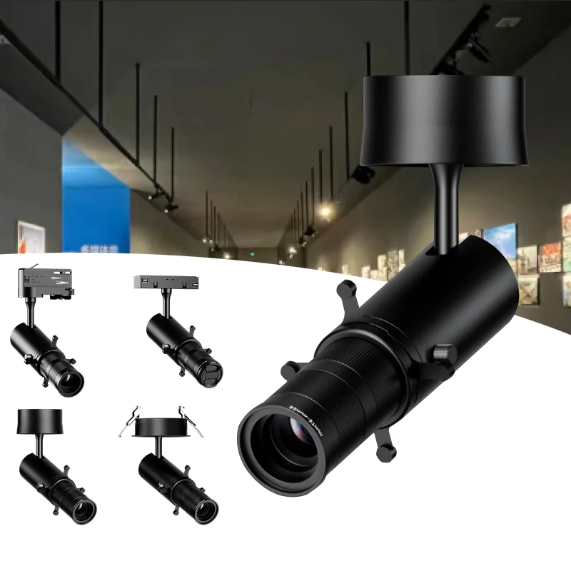 

10 Вт 3200 К 4000 К 5600 К Светодиодный трековый светильник 20 ° -35 ° Ручной зум-профильный настенный потолочный прожектор для роскошного магазина, музейной церкви