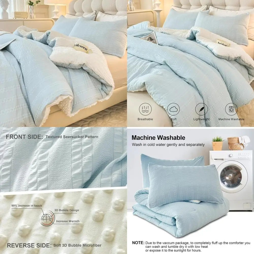 

Комплект одеял из хлопчатобумажной ткани в богемном полоску размера Queen — всесезонное мягкое и уютное постельное белье из трех предметов с наволочками